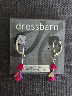 dressbarn Fuchsia Crystal Dangle Earrings